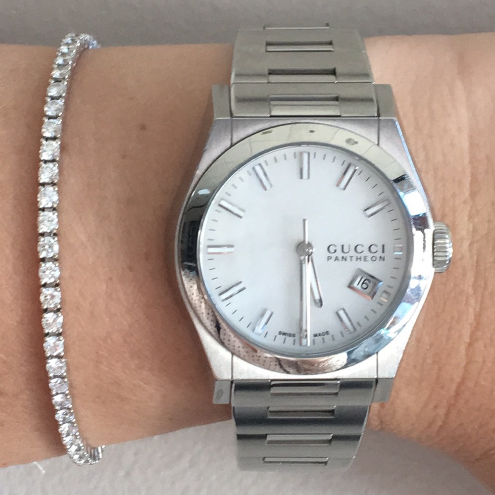 Gucci Stainless Steel Silver White Dial Pantheon Women’s Watch